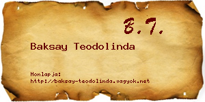 Baksay Teodolinda névjegykártya